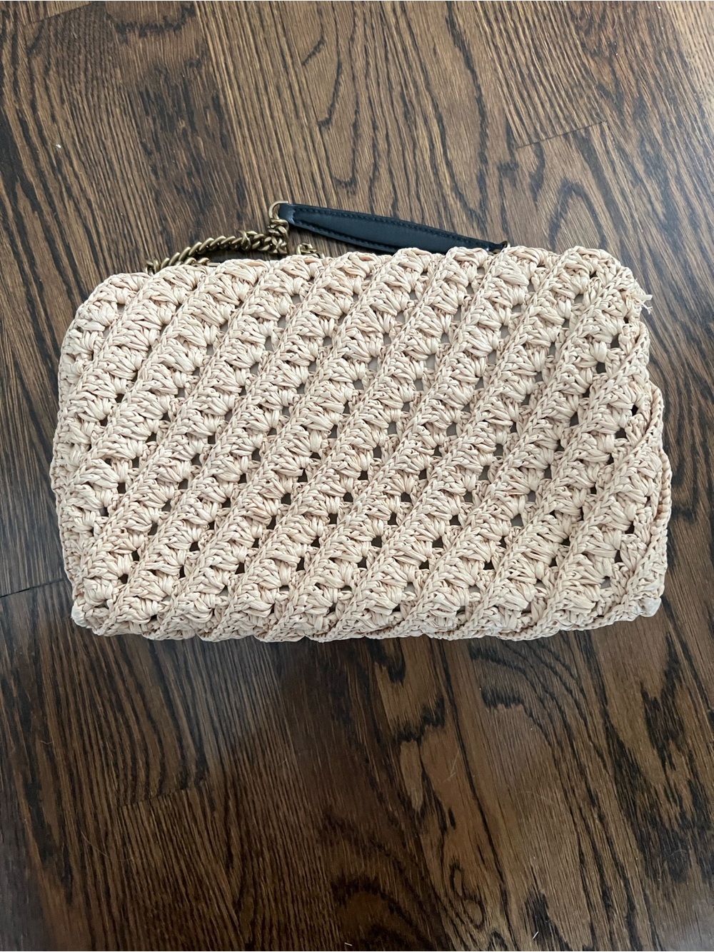 Tory Burch Beige Woven Raffia Shoulder Bag with Gold Chain - Picture 9 of 13